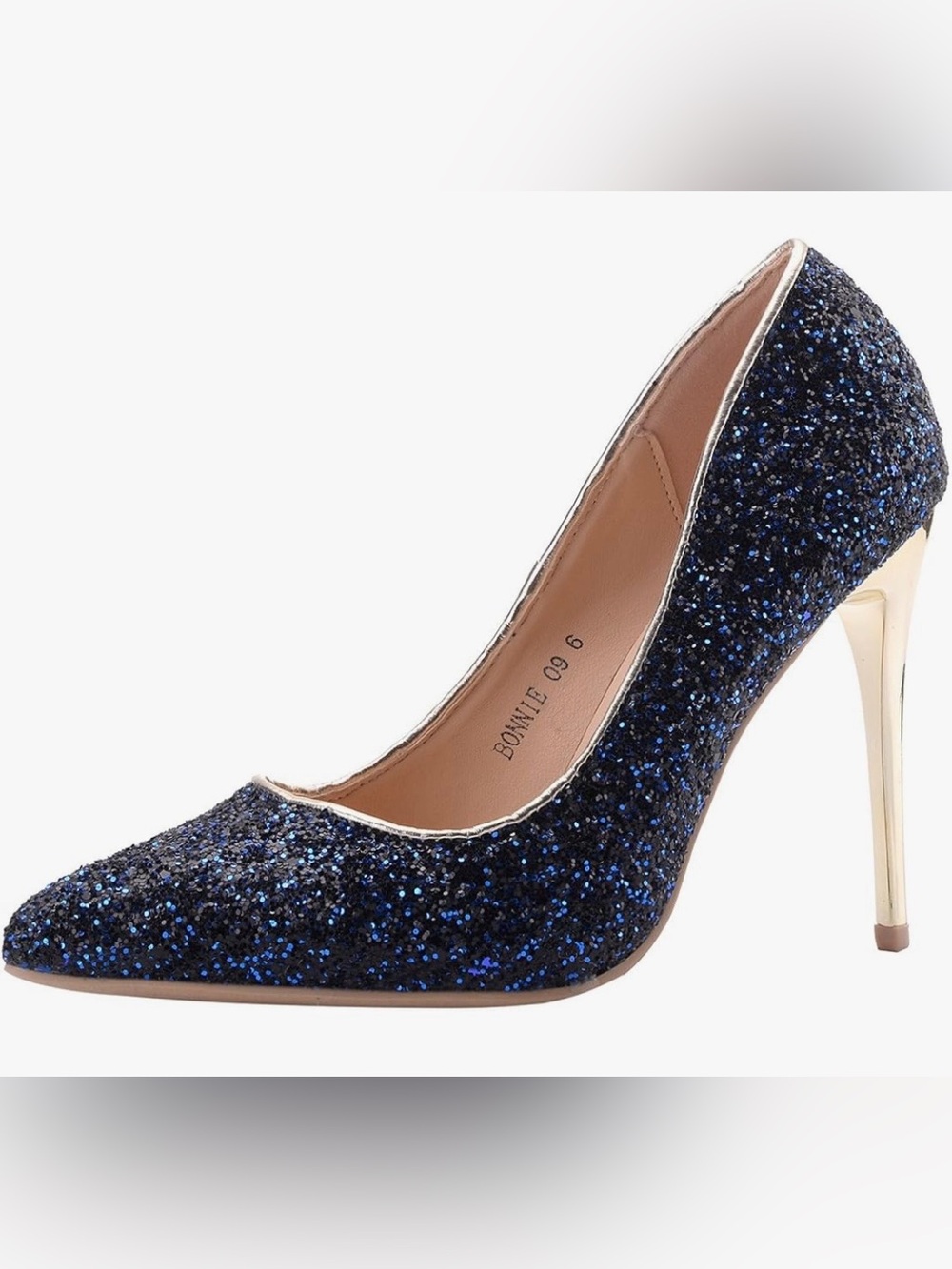 Navy Glitter Pointed Toe Stiletto Pump